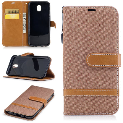 Two-tone Jean Cloth PU Leather Wallet Stand Case for Samsung Galaxy J5 (2017) J530 EU Version