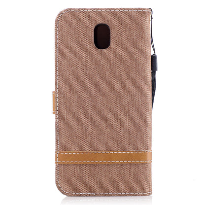 Two-tone Jean Cloth PU Leather Wallet Stand Case for Samsung Galaxy J5 (2017) J530 EU Version