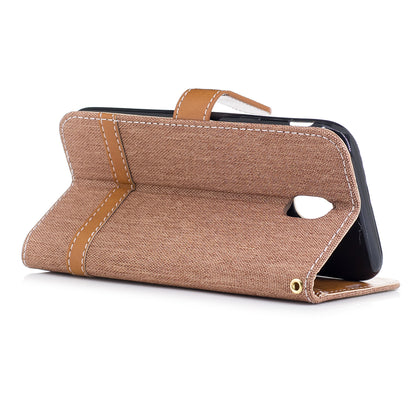 Two-tone Jean Cloth PU Leather Wallet Stand Case for Samsung Galaxy J5 (2017) J530 EU Version