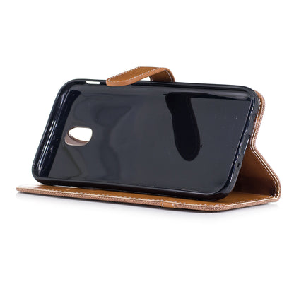 Two-tone Jean Cloth PU Leather Wallet Stand Case for Samsung Galaxy J5 (2017) J530 EU Version