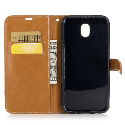 Two-tone Jean Cloth PU Leather Wallet Stand Case for Samsung Galaxy J5 (2017) J530 EU Version