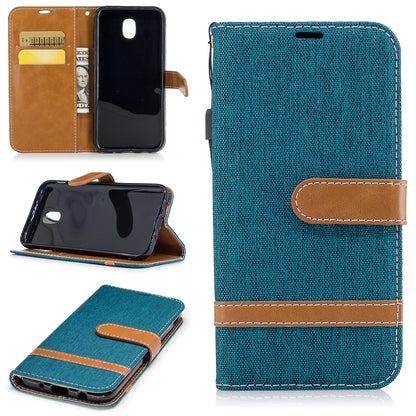 Two-tone Jean Cloth PU Leather Wallet Stand Case for Samsung Galaxy J5 (2017) J530 EU Version