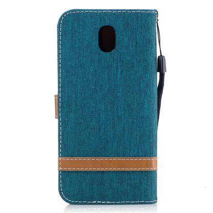 Two-tone Jean Cloth PU Leather Wallet Stand Case for Samsung Galaxy J5 (2017) J530 EU Version