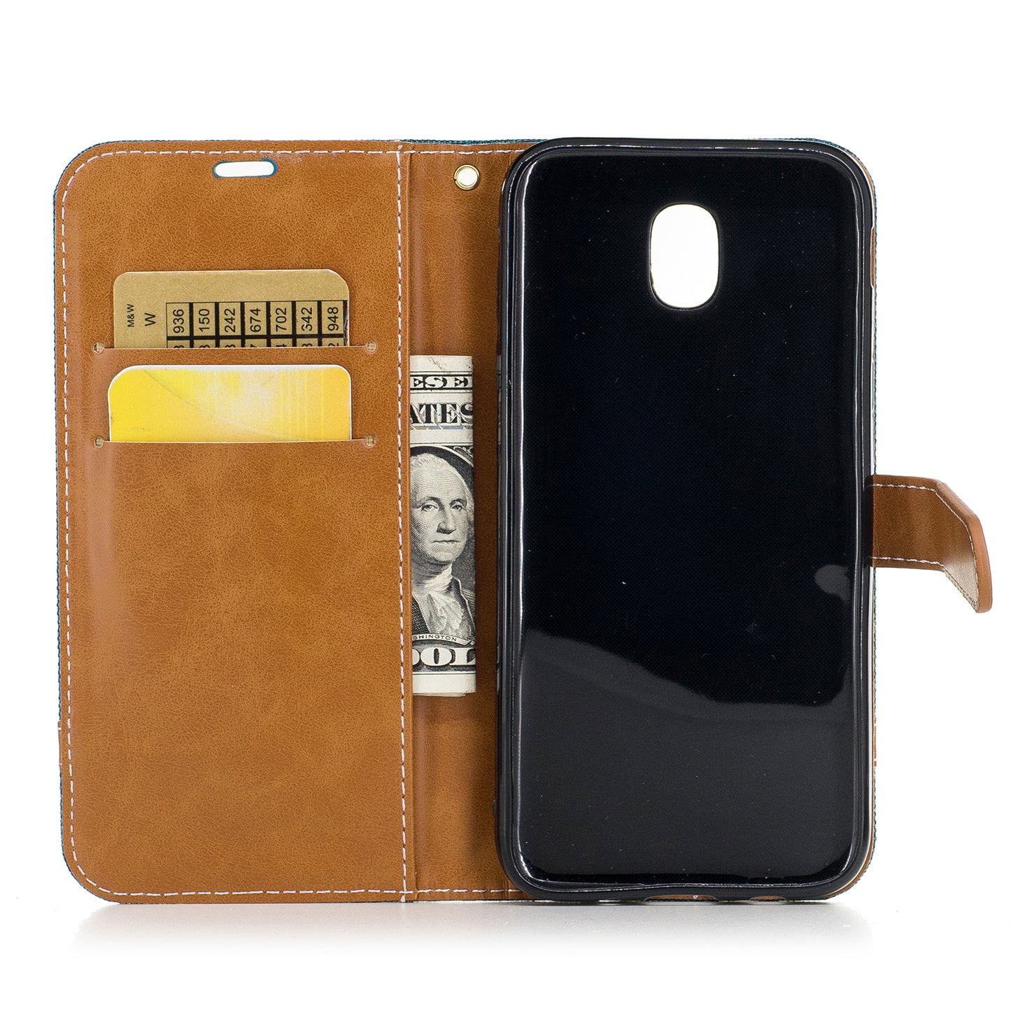 Two-tone Jean Cloth PU Leather Wallet Stand Case for Samsung Galaxy J5 (2017) J530 EU Version