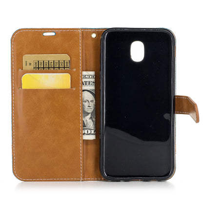 Two-tone Jean Cloth PU Leather Wallet Stand Case for Samsung Galaxy J5 (2017) J530 EU Version
