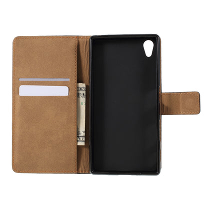 Genuine Split Leather Wallet Case for Sony Xperia Z5 / Z5 Dual