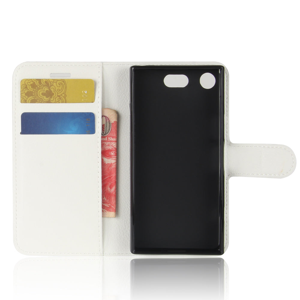 Litchi Grain Card Slots Leather Protective Flip Case Cover for Sony Xperia XZ1 Compact Wallet Stand Phone Case