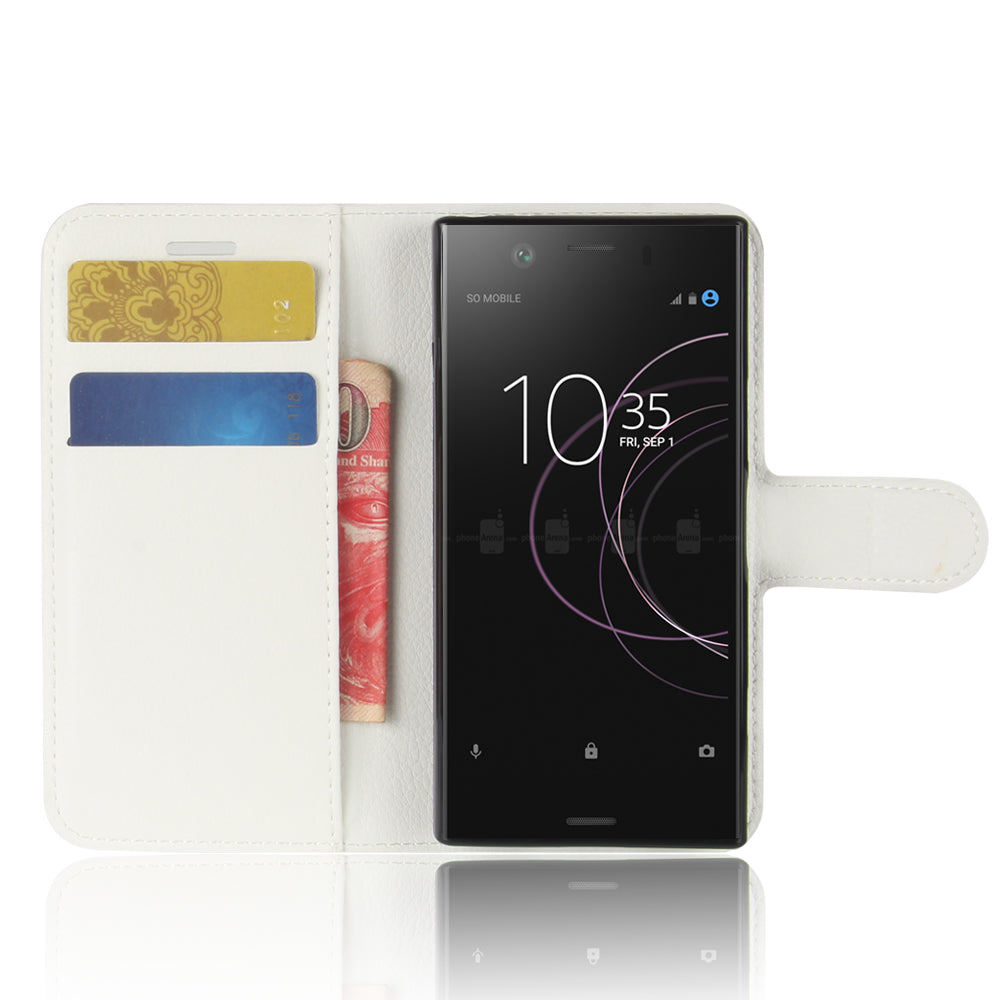 Litchi Grain Card Slots Leather Protective Flip Case Cover for Sony Xperia XZ1 Compact Wallet Stand Phone Case