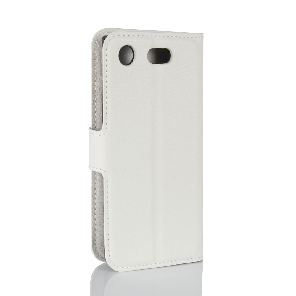 Litchi Grain Card Slots Leather Protective Flip Case Cover for Sony Xperia XZ1 Compact Wallet Stand Phone Case