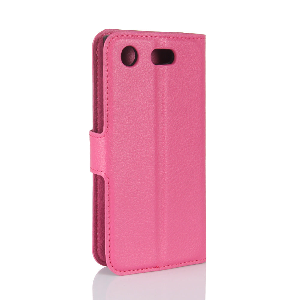 Litchi Grain Card Slots Leather Protective Flip Case Cover for Sony Xperia XZ1 Compact Wallet Stand Phone Case