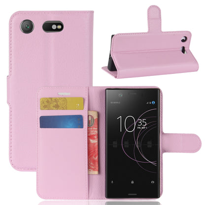 Litchi Grain Card Slots Leather Protective Flip Case Cover for Sony Xperia XZ1 Compact Wallet Stand Phone Case