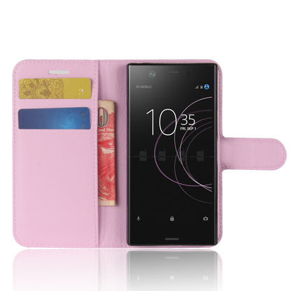 Litchi Grain Card Slots Leather Protective Flip Case Cover for Sony Xperia XZ1 Compact Wallet Stand Phone Case