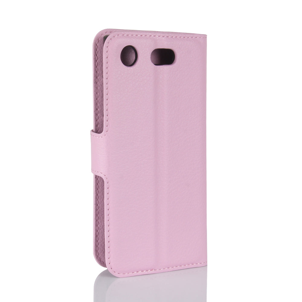 Litchi Grain Card Slots Leather Protective Flip Case Cover for Sony Xperia XZ1 Compact Wallet Stand Phone Case