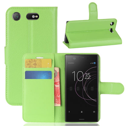 Litchi Grain Card Slots Leather Protective Flip Case Cover for Sony Xperia XZ1 Compact Wallet Stand Phone Case