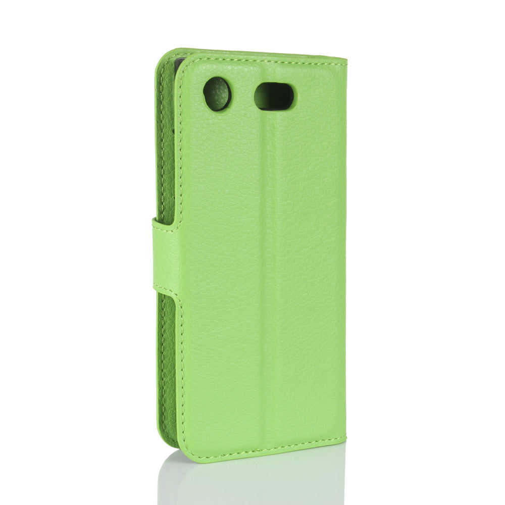 Litchi Grain Card Slots Leather Protective Flip Case Cover for Sony Xperia XZ1 Compact Wallet Stand Phone Case