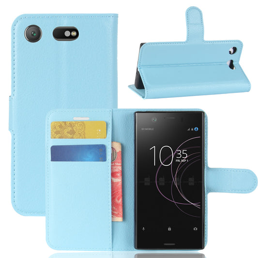 Litchi Grain Card Slots Leather Protective Flip Case Cover for Sony Xperia XZ1 Compact Wallet Stand Phone Case