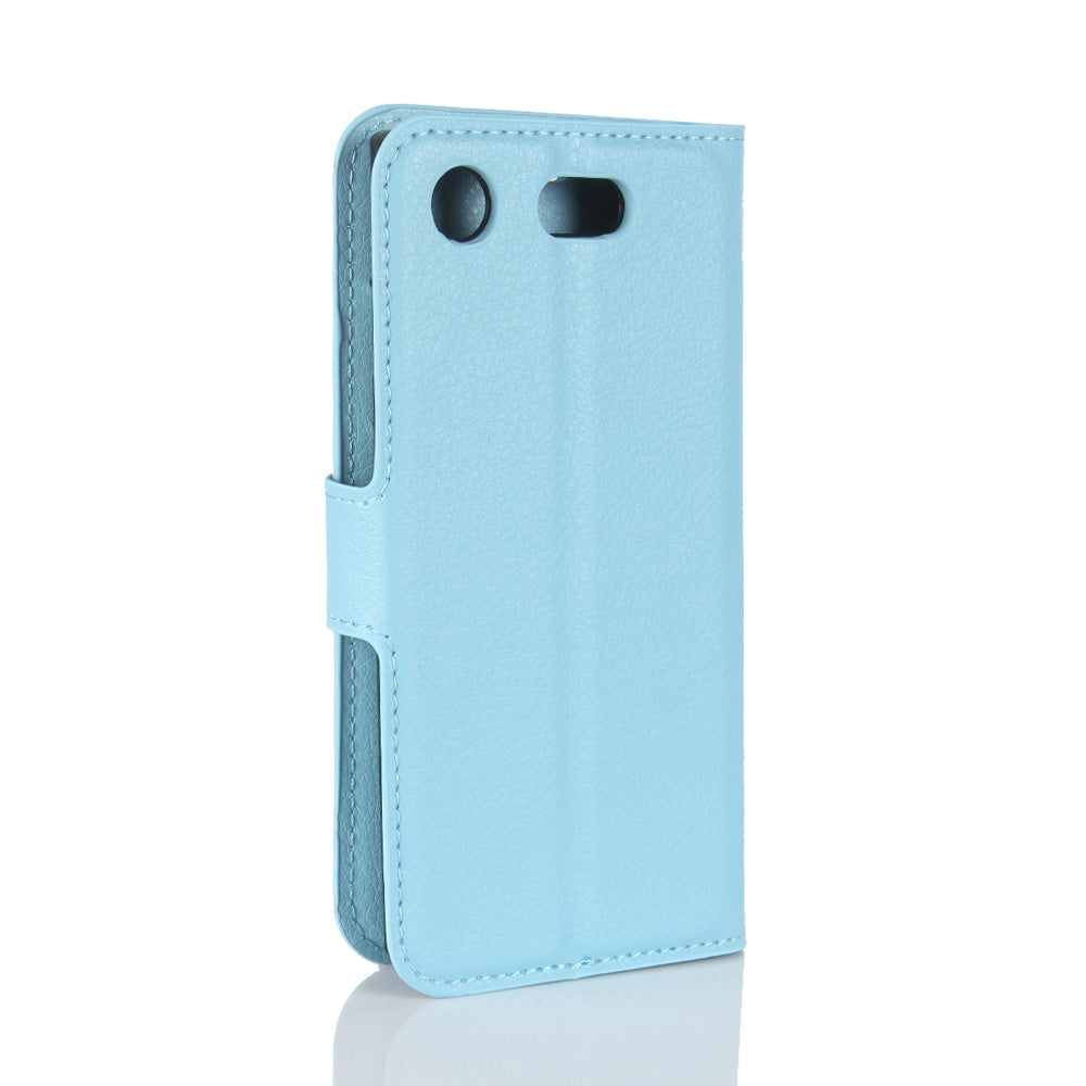 Litchi Grain Card Slots Leather Protective Flip Case Cover for Sony Xperia XZ1 Compact Wallet Stand Phone Case