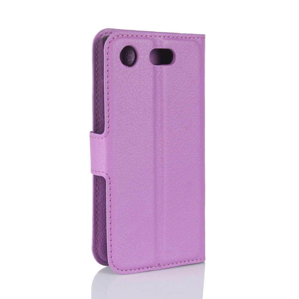 Litchi Grain Card Slots Leather Protective Flip Case Cover for Sony Xperia XZ1 Compact Wallet Stand Phone Case