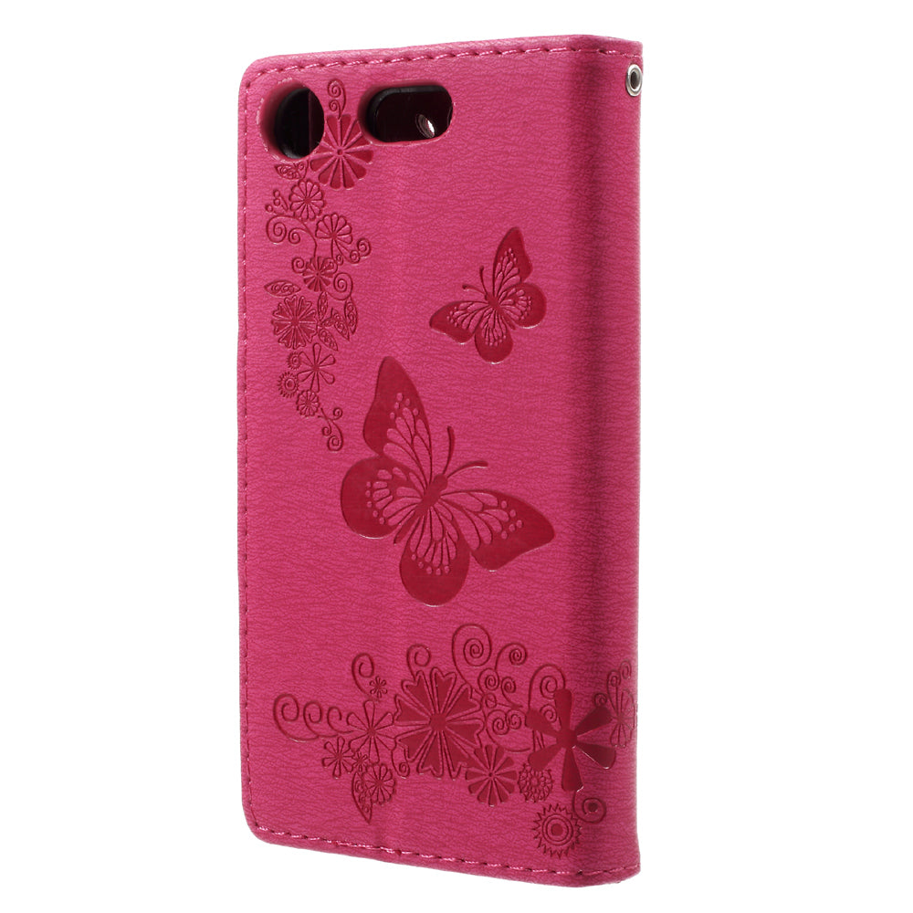 Imprint Butterfly Flower Leather Flip Wallet Stand Phone Case for Sony Xperia XZ1 Compact