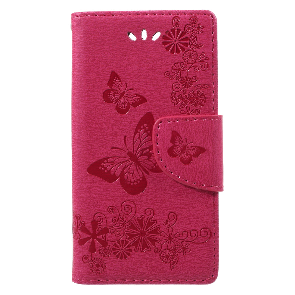 Imprint Butterfly Flower Leather Flip Wallet Stand Phone Case for Sony Xperia XZ1 Compact