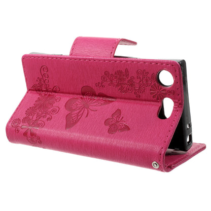 Imprint Butterfly Flower Leather Flip Wallet Stand Phone Case for Sony Xperia XZ1 Compact
