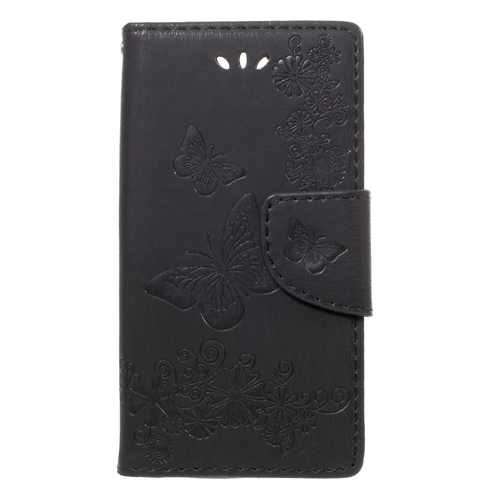 Imprint Butterfly Flower Leather Flip Wallet Stand Phone Case for Sony Xperia XZ1 Compact