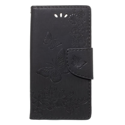 Imprint Butterfly Flower Leather Flip Wallet Stand Phone Case for Sony Xperia XZ1 Compact