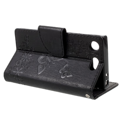 Imprint Butterfly Flower Leather Flip Wallet Stand Phone Case for Sony Xperia XZ1 Compact