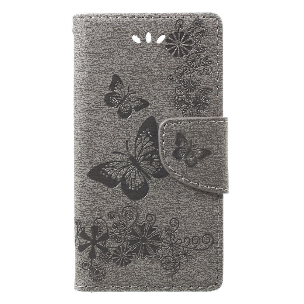 Imprint Butterfly Flower Leather Flip Wallet Stand Phone Case for Sony Xperia XZ1 Compact
