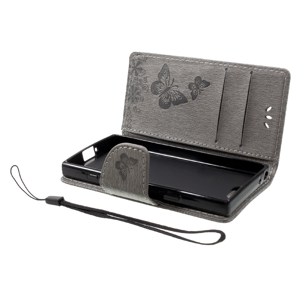 Imprint Butterfly Flower Leather Flip Wallet Stand Phone Case for Sony Xperia XZ1 Compact