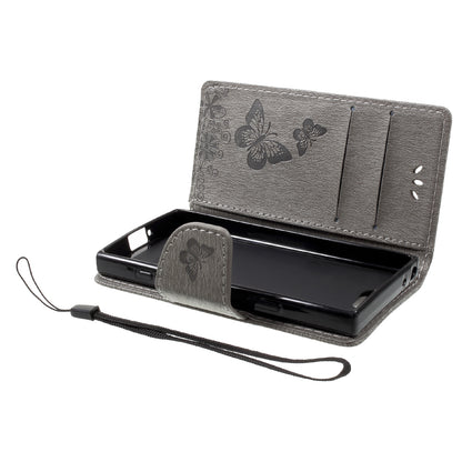 Imprint Butterfly Flower Leather Flip Wallet Stand Phone Case for Sony Xperia XZ1 Compact
