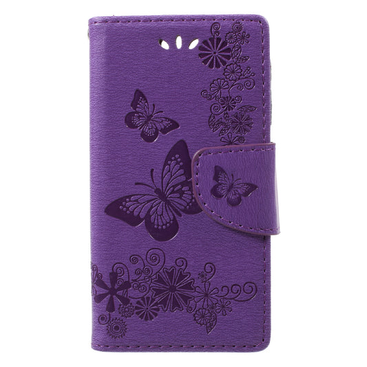 Imprint Butterfly Flower Leather Flip Wallet Stand Phone Case for Sony Xperia XZ1 Compact