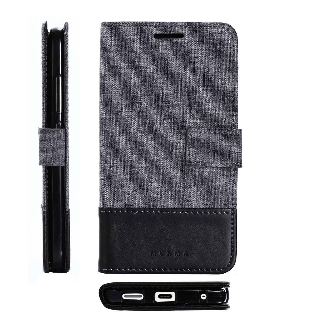 MUXMA Splicing PU Leather Canvas Wallet Phone Cover for Sony Xperia L1
