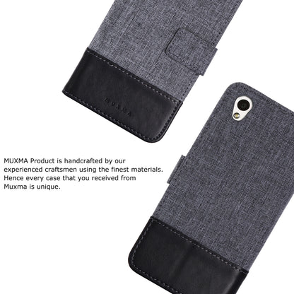MUXMA Splicing PU Leather Canvas Wallet Phone Cover for Sony Xperia L1