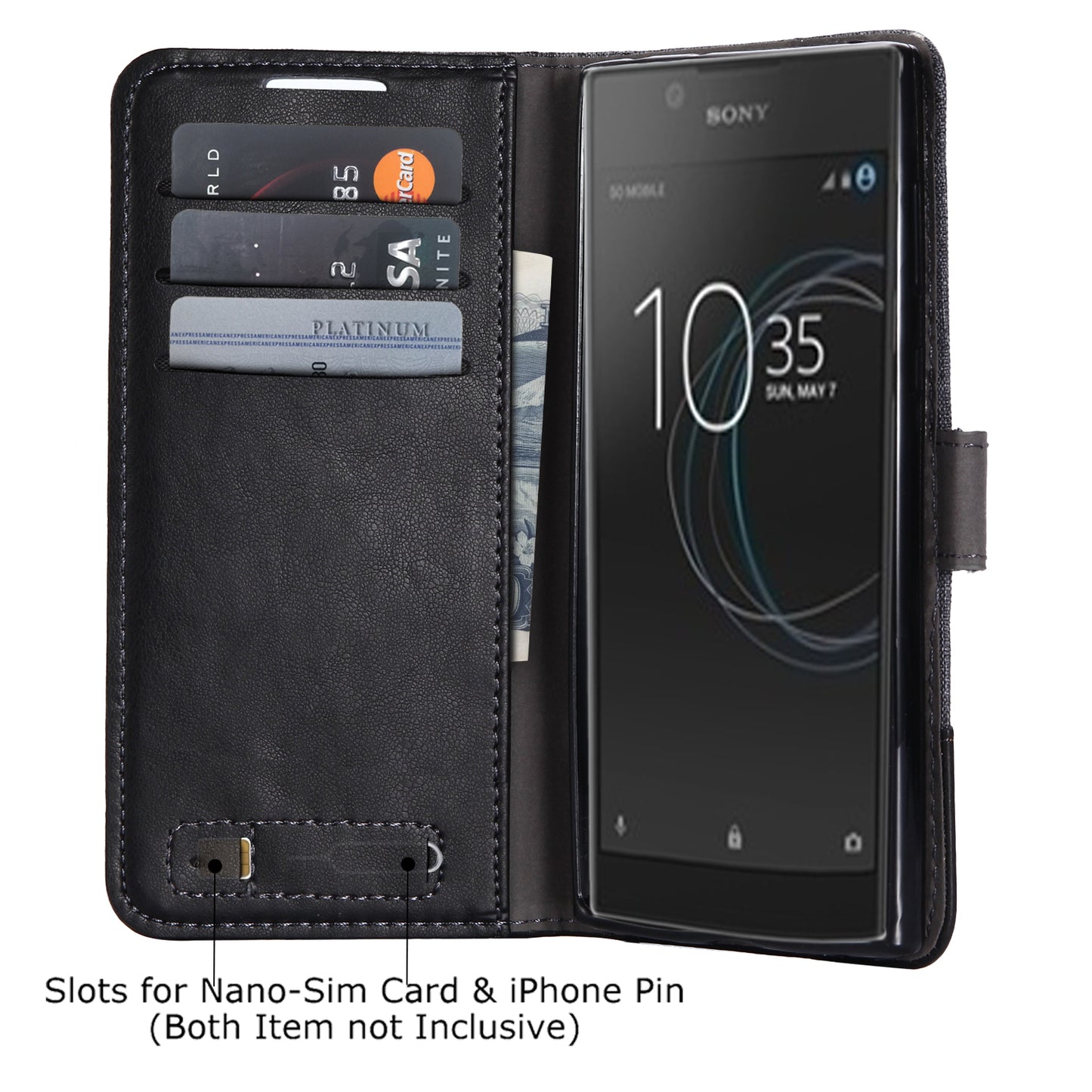 MUXMA Splicing PU Leather Canvas Wallet Phone Cover for Sony Xperia L1