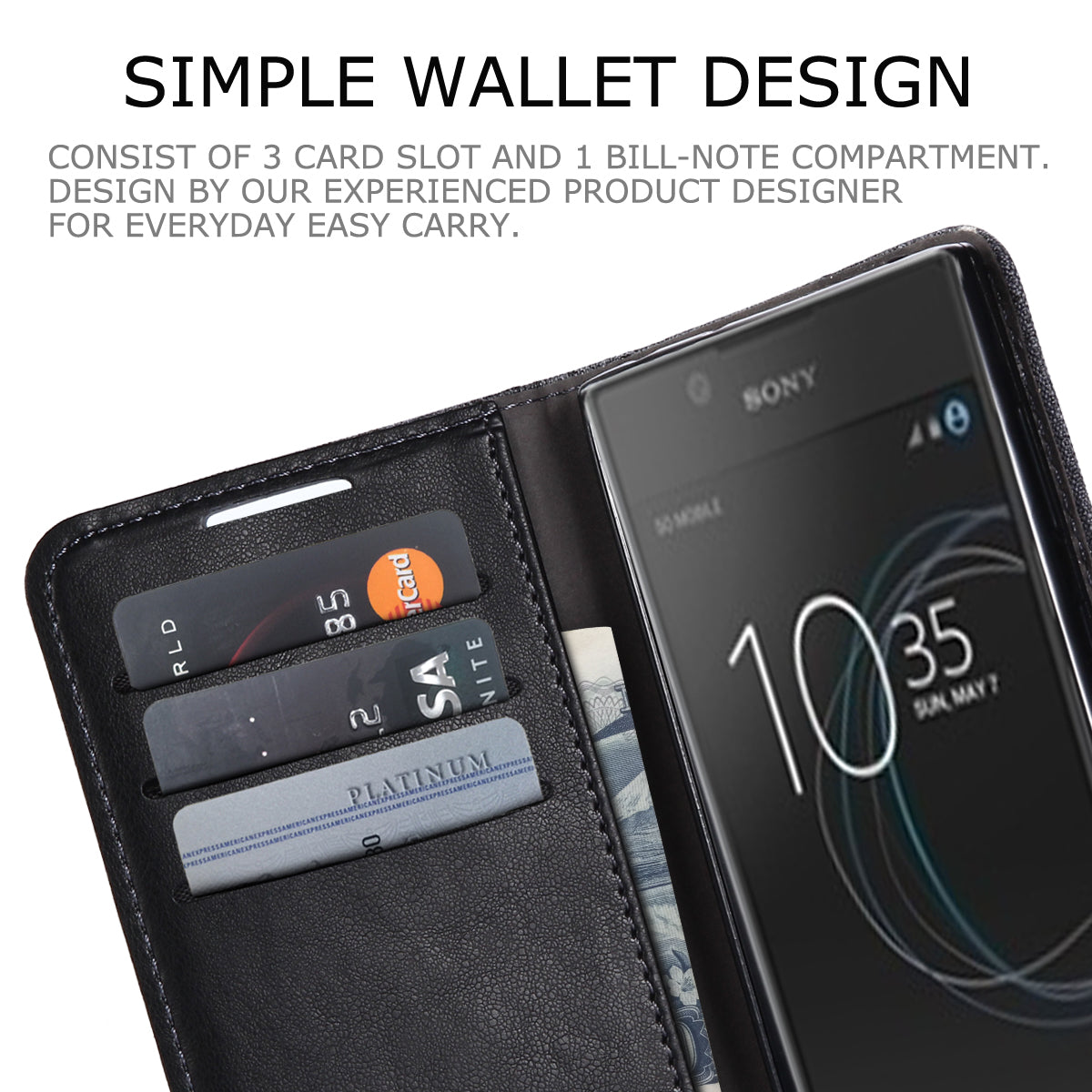 MUXMA Splicing PU Leather Canvas Wallet Phone Cover for Sony Xperia L1