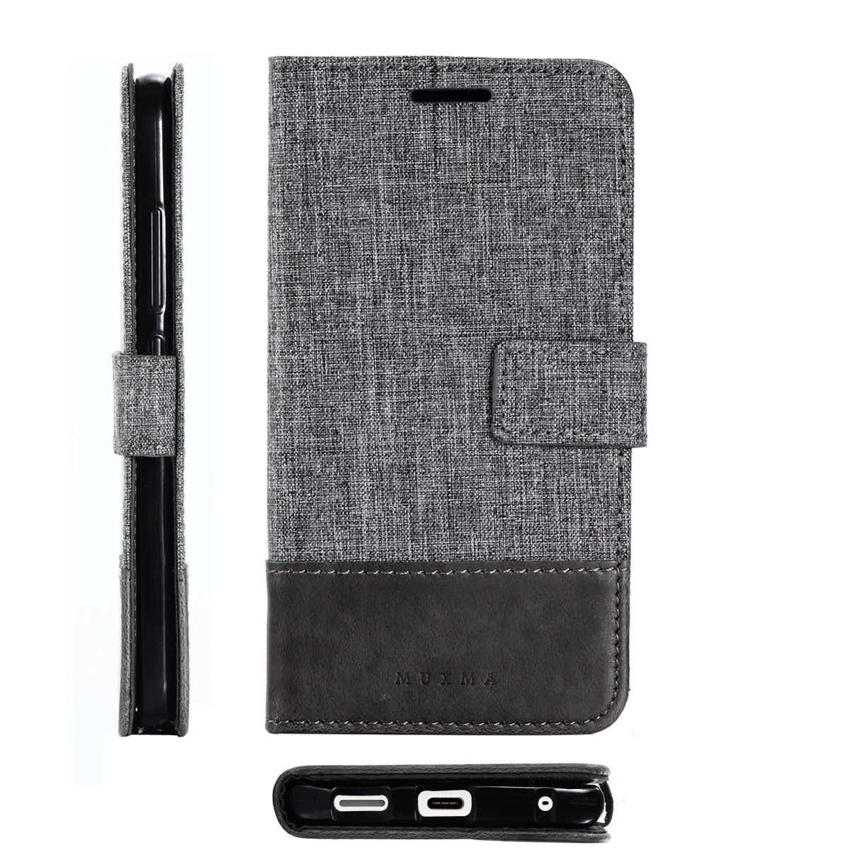 MUXMA Splicing PU Leather Canvas Wallet Phone Cover for Sony Xperia L1