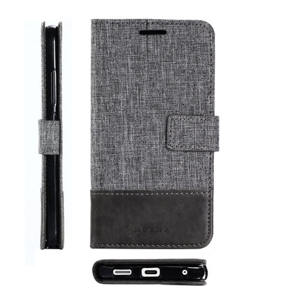 MUXMA Splicing PU Leather Canvas Wallet Phone Cover for Sony Xperia L1