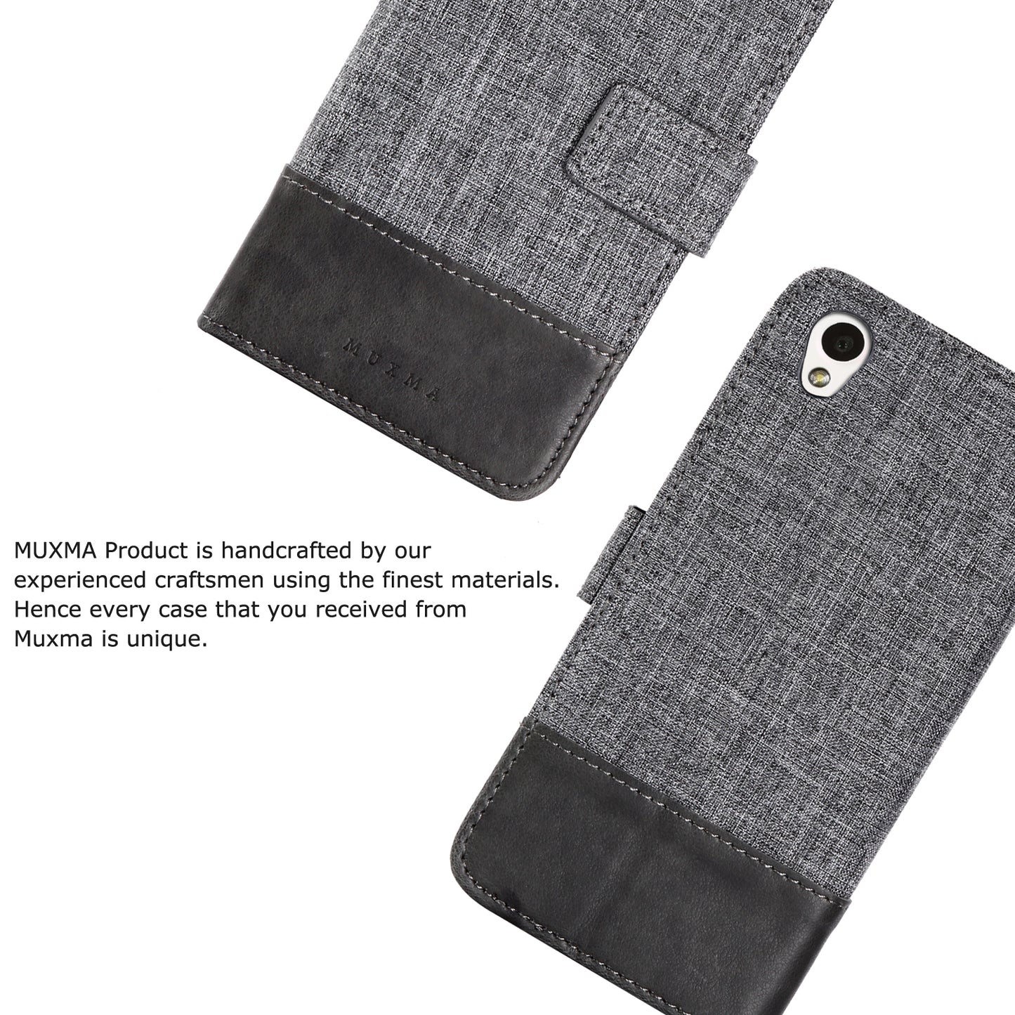 MUXMA Splicing PU Leather Canvas Wallet Phone Cover for Sony Xperia L1
