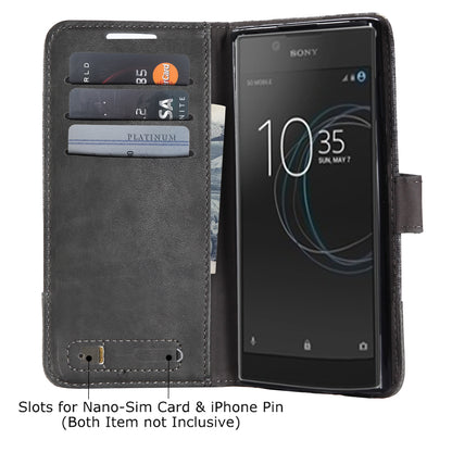 MUXMA Splicing PU Leather Canvas Wallet Phone Cover for Sony Xperia L1