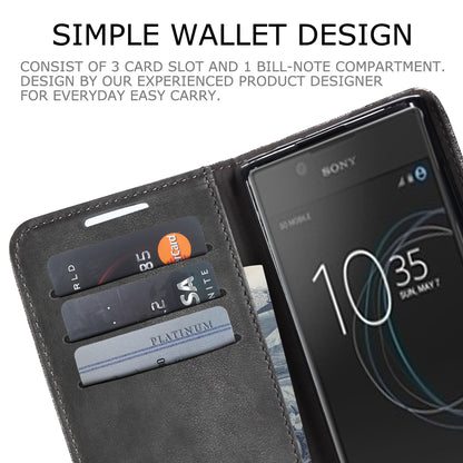 MUXMA Splicing PU Leather Canvas Wallet Phone Cover for Sony Xperia L1
