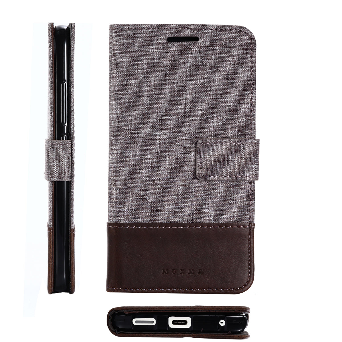 MUXMA Splicing PU Leather Canvas Wallet Phone Cover for Sony Xperia L1