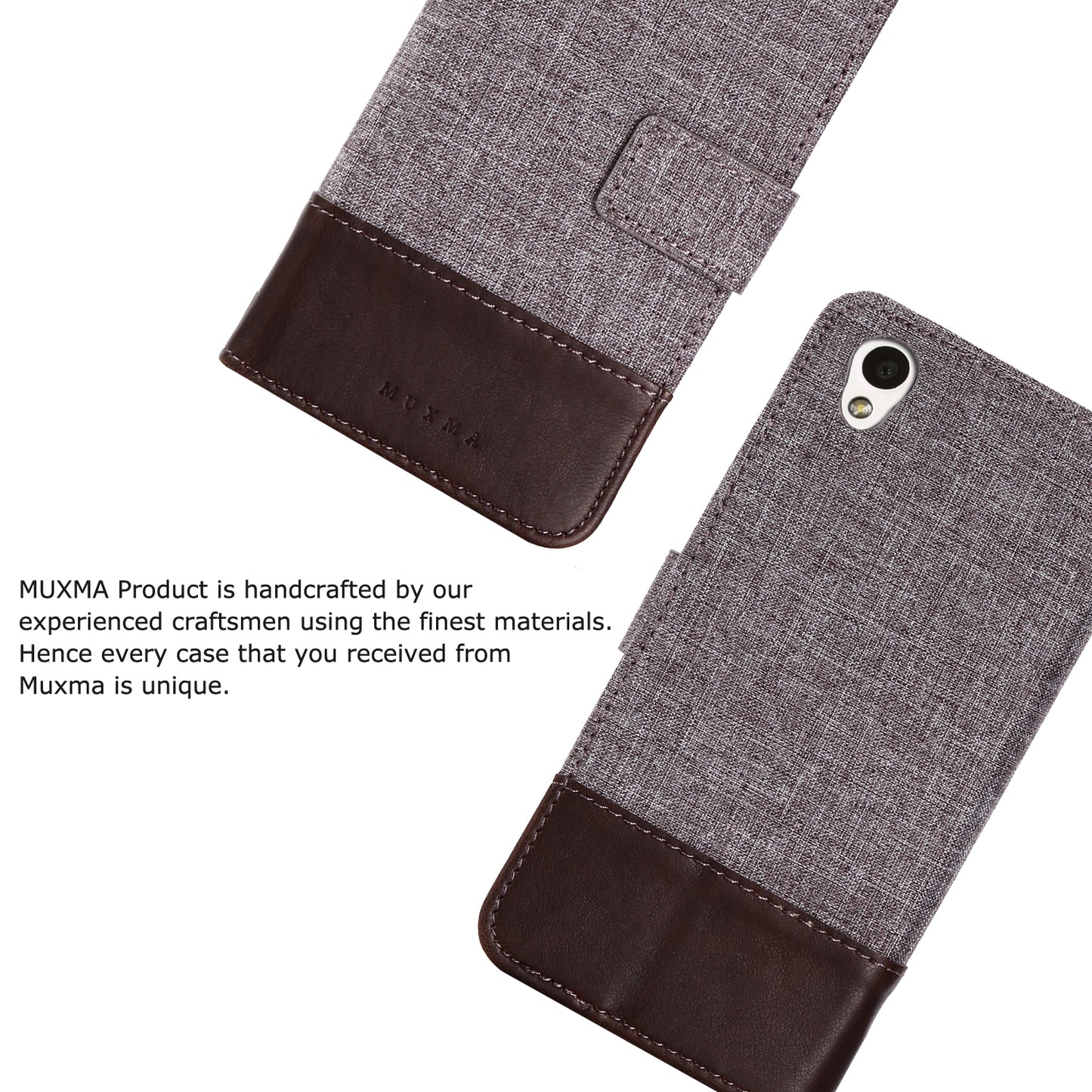 MUXMA Splicing PU Leather Canvas Wallet Phone Cover for Sony Xperia L1