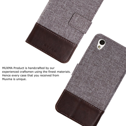 MUXMA Splicing PU Leather Canvas Wallet Phone Cover for Sony Xperia L1