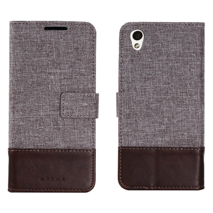 MUXMA Splicing PU Leather Canvas Wallet Phone Cover for Sony Xperia L1