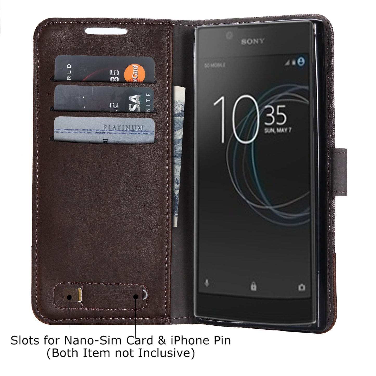 MUXMA Splicing PU Leather Canvas Wallet Phone Cover for Sony Xperia L1