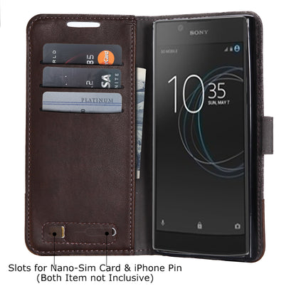 MUXMA Splicing PU Leather Canvas Wallet Phone Cover for Sony Xperia L1