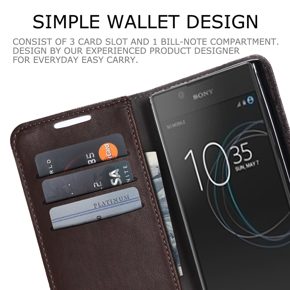 MUXMA Splicing PU Leather Canvas Wallet Phone Cover for Sony Xperia L1
