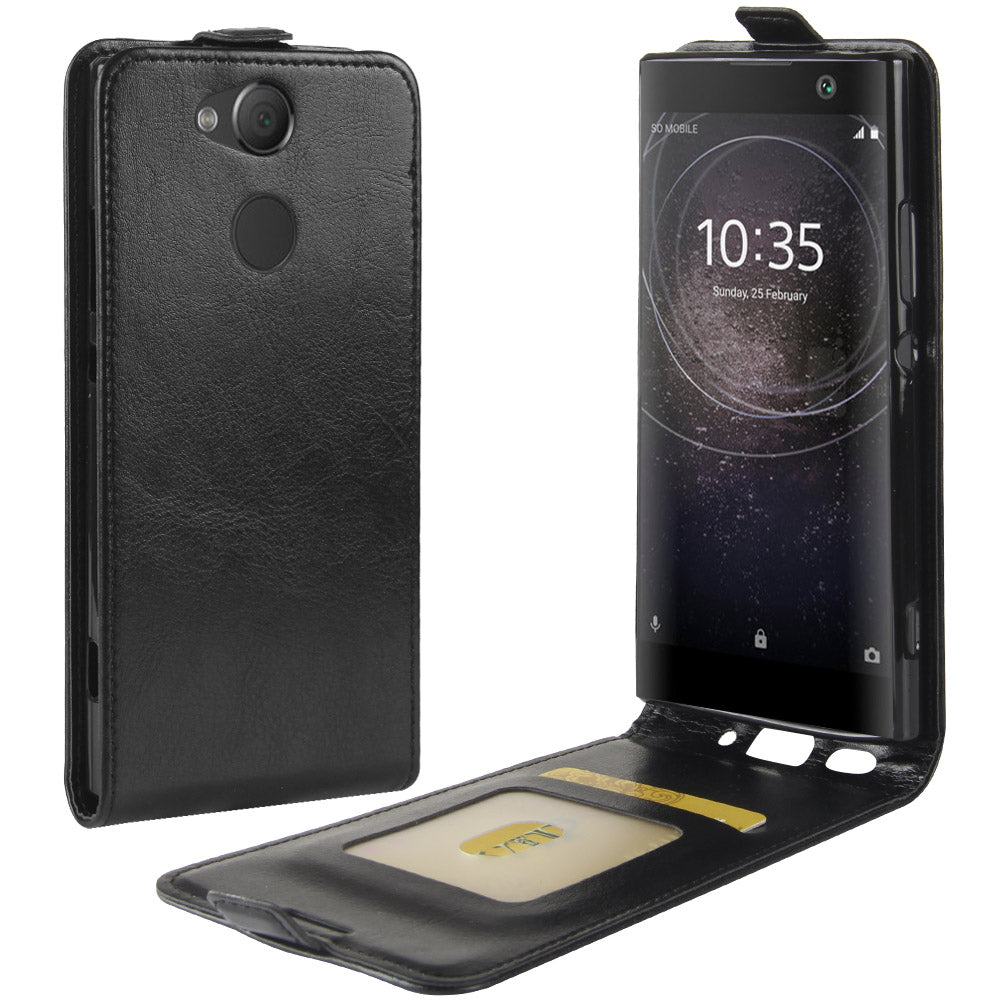 Crazy Horse Vertical Flip Card Holder Leather Case for Sony Xperia XA2