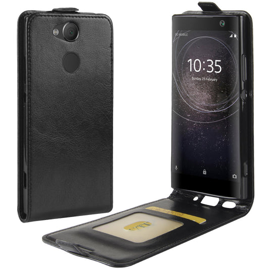 Crazy Horse Vertical Flip Card Holder Leather Case for Sony Xperia XA2